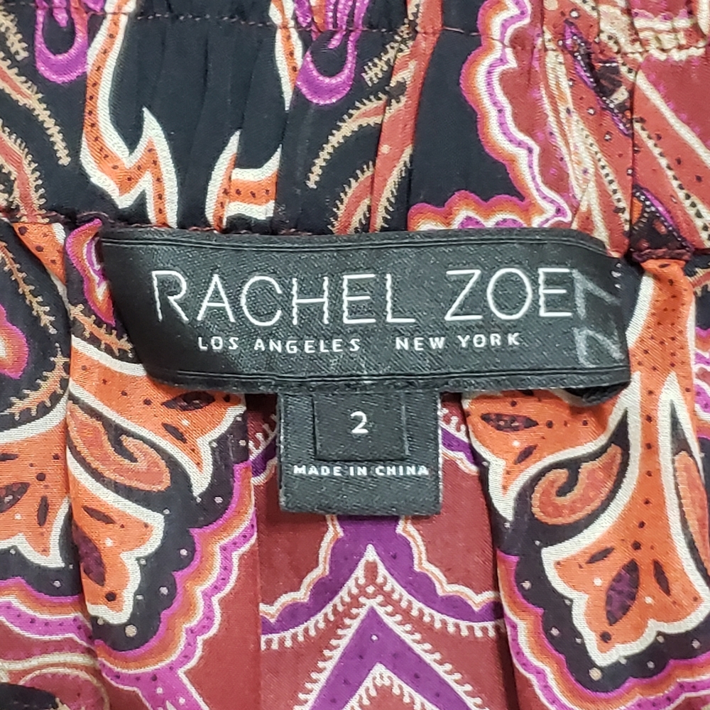 Rachel Zoe Silk Off Shoulder Blouse Paisley Flare Top Sz‎ 2 Whimsigoth Fairycore - Picture 9 of 15